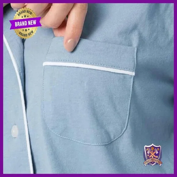Soft Piped Button-Down Sleep Set, Cozy Pajamas, Lounge Wear